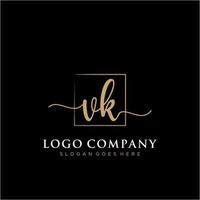 Initial VK feminine logo collections template. handwriting logo of initial signature, wedding, fashion, jewerly, boutique, floral and botanical with creative template for any company or business. vector