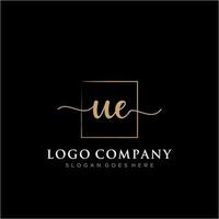 Initial UE feminine logo collections template. handwriting logo of initial signature, wedding, fashion, jewerly, boutique, floral and botanical with creative template for any company or business. vector