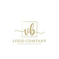 Initial VB feminine logo collections template. handwriting logo of initial signature, wedding, fashion, jewerly, boutique, floral and botanical with creative template for any company or business. vector