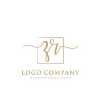 Initial ZR feminine logo collections template. handwriting logo of initial signature, wedding, fashion, jewerly, boutique, floral and botanical with creative template for any company or business. vector