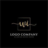 Initial WI feminine logo collections template. handwriting logo of initial signature, wedding, fashion, jewerly, boutique, floral and botanical with creative template for any company or business. vector