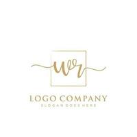 Initial WR feminine logo collections template. handwriting logo of initial signature, wedding, fashion, jewerly, boutique, floral and botanical with creative template for any company or business. vector