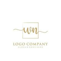 Initial WN feminine logo collections template. handwriting logo of initial signature, wedding, fashion, jewerly, boutique, floral and botanical with creative template for any company or business. vector