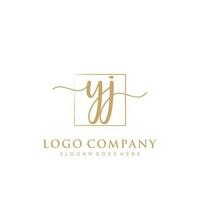 Initial YJ feminine logo collections template. handwriting logo of initial signature, wedding, fashion, jewerly, boutique, floral and botanical with creative template for any company or business. vector