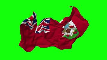 Bermuda Flag Seamless Looping Flying in Wind, Looped Bump Texture Cloth Waving Slow Motion, Chroma Key, Luma Matte Selection of Flag, 3D Rendering video