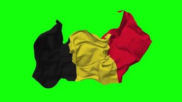 Belgium Flag Seamless Looping Flying in Wind, Looped Bump Texture Cloth Waving Slow Motion, Chroma Key, Luma Matte Selection of Flag, 3D Rendering video