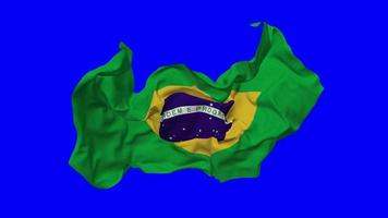 Brazil Flag Seamless Looping Flying in Wind, Looped Bump Texture Cloth Waving Slow Motion, Chroma Key, Luma Matte Selection of Flag, 3D Rendering video