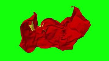 China bandeira desatado looping vôo dentro vento, em loop colisão textura pano acenando lento movimento, croma chave, luma fosco seleção do bandeira, 3d Renderização video