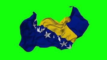 Bosnien und Herzegowina Flagge nahtlos Schleifen fliegend im Wind, geloopt stoßen Textur Stoff winken schleppend Bewegung, Chroma Taste, Luma matt Auswahl von Flagge, 3d Rendern video