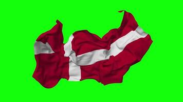 Denmark Flag Seamless Looping Flying in Wind, Looped Bump Texture Cloth Waving Slow Motion, Chroma Key, Luma Matte Selection of Flag, 3D Rendering video