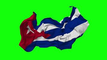 Cuba bandeira desatado looping vôo dentro vento, em loop colisão textura pano acenando lento movimento, croma chave, luma fosco seleção do bandeira, 3d Renderização video