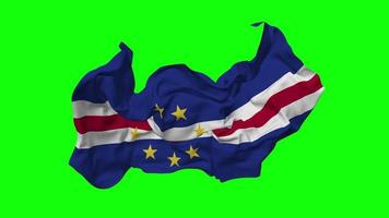 Kap Grün, cabo verde Flagge nahtlos Schleifen fliegend im Wind, geloopt stoßen Textur Stoff winken schleppend Bewegung, Chroma Taste, Luma matt Auswahl von Flagge, 3d Rendern video