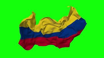 Colombia bandera sin costura bucle volador en viento, serpenteado bache textura paño ondulación lento movimiento, croma llave, luma mate selección de bandera, 3d representación video