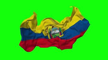 Ecuador bandera sin costura bucle volador en viento, serpenteado bache textura paño ondulación lento movimiento, croma llave, luma mate selección de bandera, 3d representación video