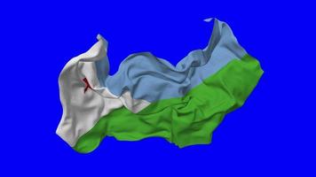 Djibouti Flag Seamless Looping Flying in Wind, Looped Bump Texture Cloth Waving Slow Motion, Chroma Key, Luma Matte Selection of Flag, 3D Rendering video