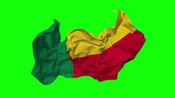 Benin vlag naadloos looping vliegend in wind, lusvormige buil structuur kleding golvend langzaam beweging, chroma sleutel, luma matte selectie van vlag, 3d renderen video