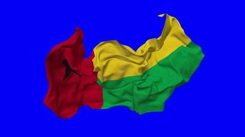 Guiné bissau bandeira desatado looping vôo dentro vento, em loop colisão textura pano acenando lento movimento, croma chave, luma fosco seleção do bandeira, 3d Renderização video