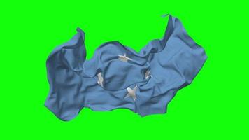 federado estados de micronesia bandera sin costura bucle volador en viento, serpenteado bache textura paño ondulación lento movimiento, croma llave, luma mate selección de bandera, 3d representación video