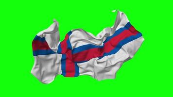 Faeröer eilanden vlag naadloos looping vliegend in wind, lusvormige buil structuur kleding golvend langzaam beweging, chroma sleutel, luma matte selectie van vlag, 3d renderen video