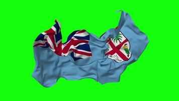Fiji Flag Seamless Looping Flying in Wind, Looped Bump Texture Cloth Waving Slow Motion, Chroma Key, Luma Matte Selection of Flag, 3D Rendering video