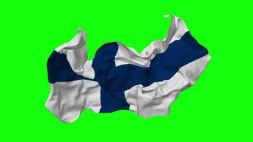 Finland vlag naadloos looping vliegend in wind, lusvormige buil structuur kleding golvend langzaam beweging, chroma sleutel, luma matte selectie van vlag, 3d renderen video