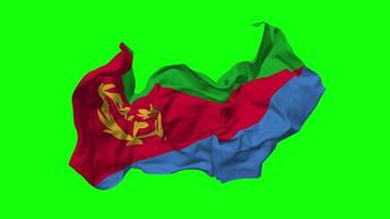 eritrea vlag naadloos looping vliegend in wind, lusvormige buil structuur kleding golvend langzaam beweging, chroma sleutel, luma matte selectie van vlag, 3d renderen video