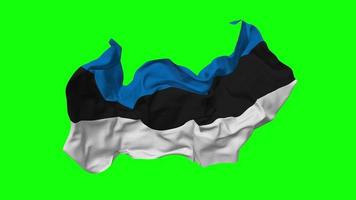 Estland vlag naadloos looping vliegend in wind, lusvormige buil structuur kleding golvend langzaam beweging, chroma sleutel, luma matte selectie van vlag, 3d renderen video