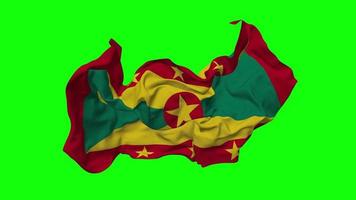 Grenada Flag Seamless Looping Flying in Wind, Looped Bump Texture Cloth Waving Slow Motion, Chroma Key, Luma Matte Selection of Flag, 3D Rendering video