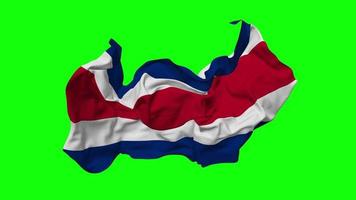 costa rica vlag naadloos looping vliegend in wind, lusvormige buil structuur kleding golvend langzaam beweging, chroma sleutel, luma matte selectie van vlag, 3d renderen video