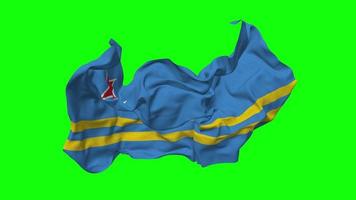 Aruba Flag Seamless Looping Flying in Wind, Looped Bump Texture Cloth Waving Slow Motion, Chroma Key, Luma Matte Selection of Flag, 3D Rendering video