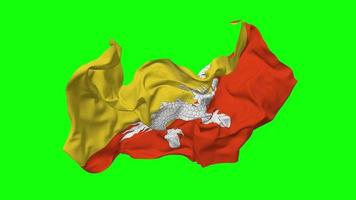 Bhutan Flag Seamless Looping Flying in Wind, Looped Bump Texture Cloth Waving Slow Motion, Chroma Key, Luma Matte Selection of Flag, 3D Rendering video