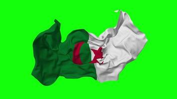 Algérie drapeau sans couture boucle en volant dans vent, en boucle bosse texture tissu agitant lent mouvement, chrominance clé, luma mat sélection de drapeau, 3d le rendu video