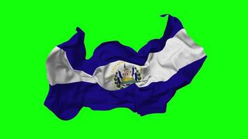 El Salvador Flag Seamless Looping Flying in Wind, Looped Bump Texture Cloth Waving Slow Motion, Chroma Key, Luma Matte Selection of Flag, 3D Rendering video