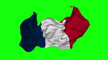 France Flag Seamless Looping Flying in Wind, Looped Bump Texture Cloth Waving Slow Motion, Chroma Key, Luma Matte Selection of Flag, 3D Rendering video