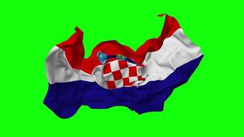 Kroatië vlag naadloos looping vliegend in wind, lusvormige buil structuur kleding golvend langzaam beweging, chroma sleutel, luma matte selectie van vlag, 3d renderen video