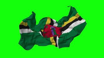 dominica vlag naadloos looping vliegend in wind, lusvormige buil structuur kleding golvend langzaam beweging, chroma sleutel, luma matte selectie van vlag, 3d renderen video