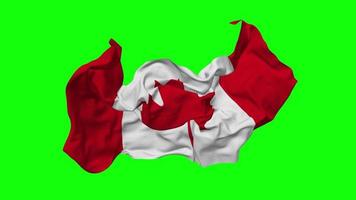 Canadá bandeira desatado looping vôo dentro vento, em loop colisão textura pano acenando lento movimento, croma chave, luma fosco seleção do bandeira, 3d Renderização video