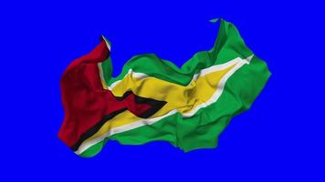 Guayana bandera sin costura bucle volador en viento, serpenteado bache textura paño ondulación lento movimiento, croma llave, luma mate selección de bandera, 3d representación video