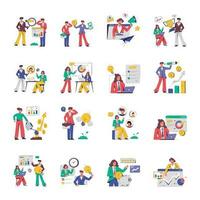 Collection of Flat Business Marketing and Growth Illustrations vector