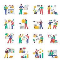 Set of Business Handling Flat Illustrations vector