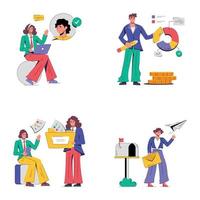 Set of Business Management Flat Illustrations vector