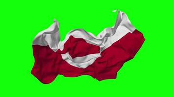 Greenland Flag Seamless Looping Flying in Wind, Looped Bump Texture Cloth Waving Slow Motion, Chroma Key, Luma Matte Selection of Flag, 3D Rendering video