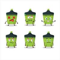 Green highlighter cartoon character with nope expression vector