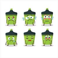 Green highlighter cartoon character with sad expression vector