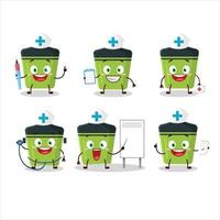 médico profesión emoticon con verde resaltador dibujos animados personaje vector