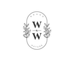 inicial ww letras hermosa floral femenino editable prefabricado monoline logo adecuado para spa salón piel pelo belleza boutique y cosmético compañía. vector