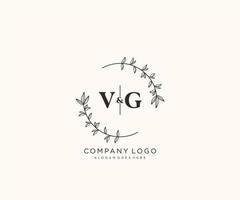 initial VG letters Beautiful floral feminine editable premade monoline logo suitable for spa salon skin hair beauty boutique and cosmetic company. vector