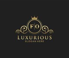 Initial FO Letter Royal Luxury Logo template in vector art for Restaurant, Royalty, Boutique, Cafe, Hotel, Heraldic, Jewelry, Fashion and other vector illustration.