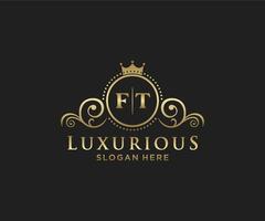 Initial FT Letter Royal Luxury Logo template in vector art for Restaurant, Royalty, Boutique, Cafe, Hotel, Heraldic, Jewelry, Fashion and other vector illustration.