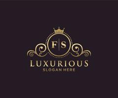 Initial FS Letter Royal Luxury Logo template in vector art for Restaurant, Royalty, Boutique, Cafe, Hotel, Heraldic, Jewelry, Fashion and other vector illustration.